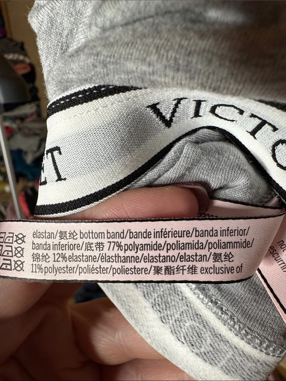 NWOT Victoria’s Secret Wireless Cotton Plunge Bralette Gray Logo Band Small